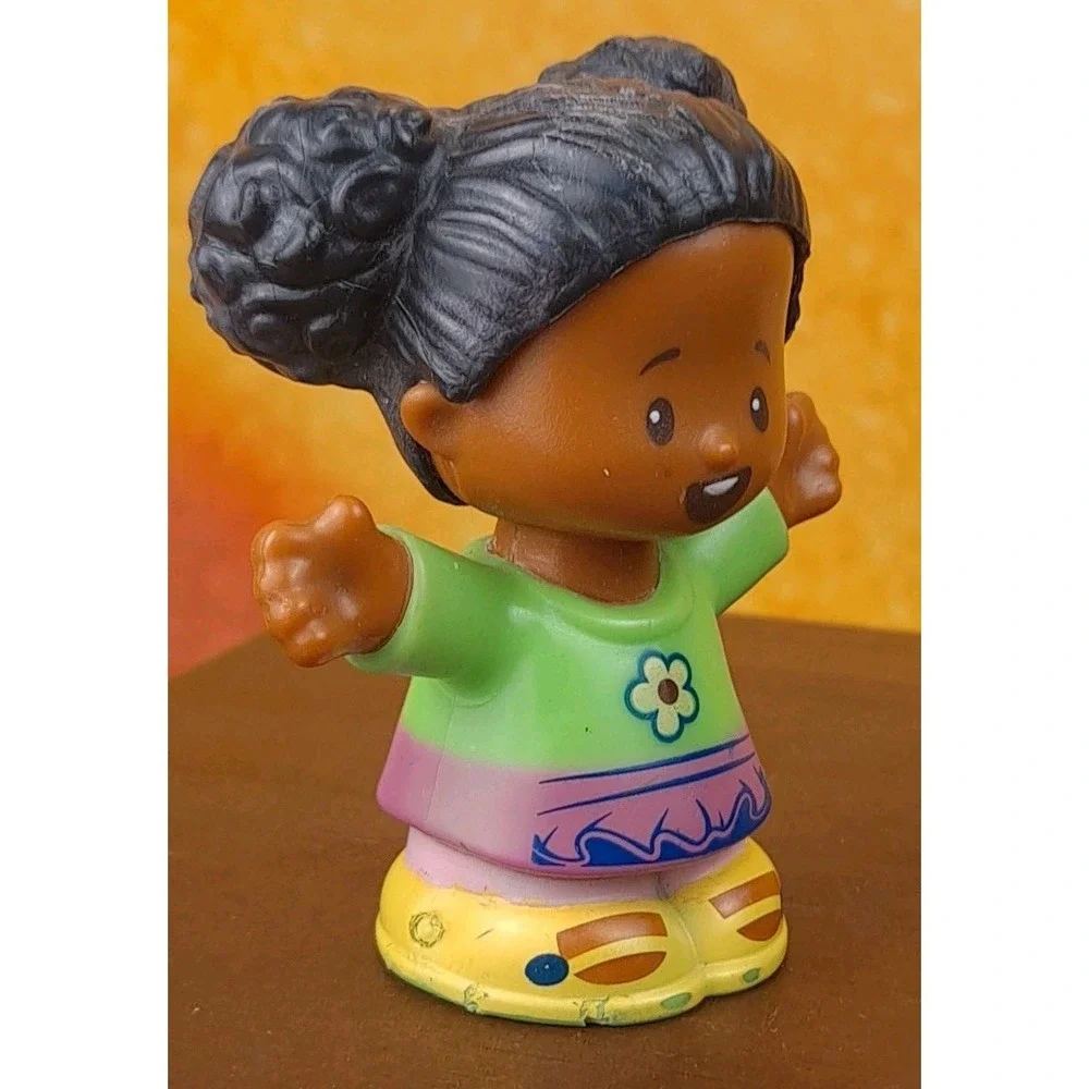 Fisher Price Little People African American TESS GIRL GREEN & PURPLE DRESS 2016‎